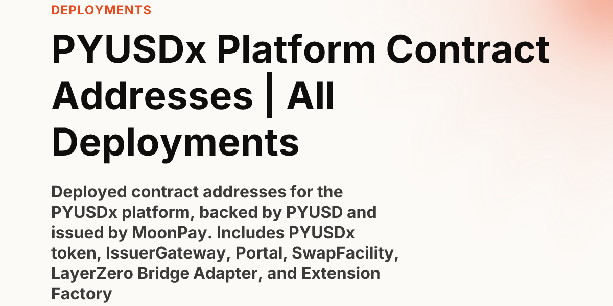 PYUSDx Platform Contract Addresses | All Deployments