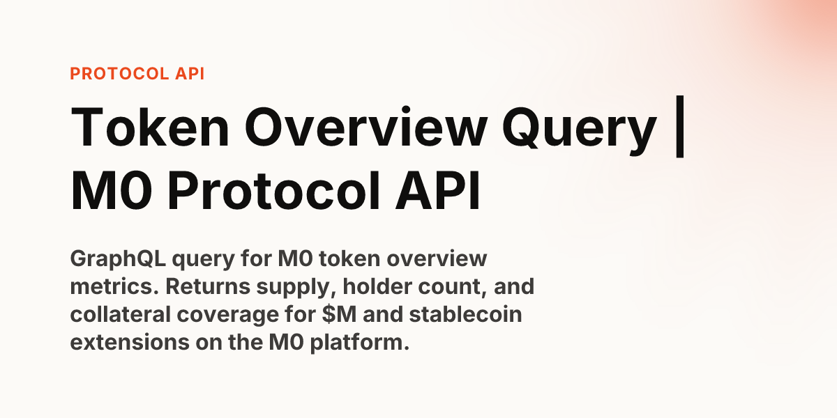 Token Overview Query | M0 Protocol API
